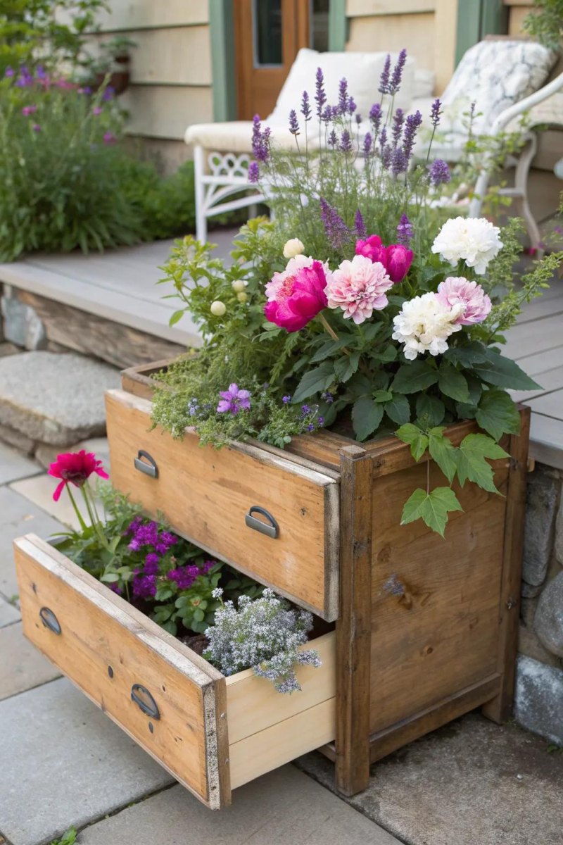 Holzschublade Blumenbehälter