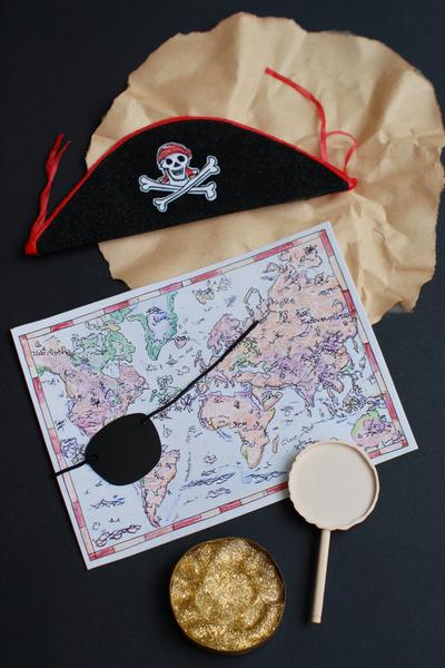 4. Piraten-Augenklappe und Schatzkarte-Set für for basteln fasching kindergarten ideas