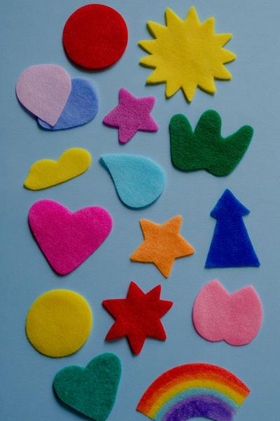 15. Sensorik-Klebebilder mit großen Formen für Basteln für Kindergärtner U3 in Filz und dicker Pappe