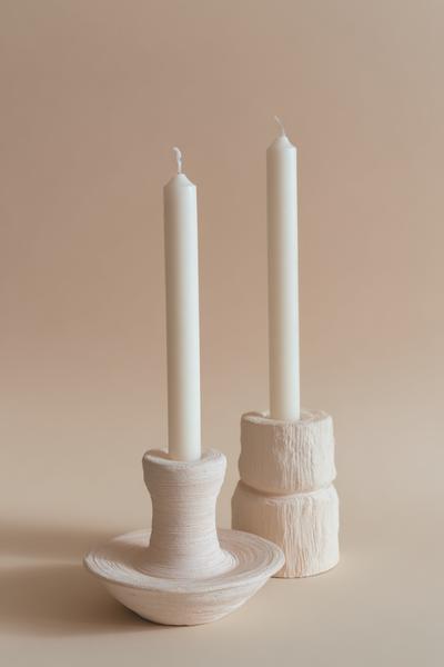 9. Kerzenhalter aus Gips im Japandi-Stil als basteln ideen aesthetic mit Soft-Touch