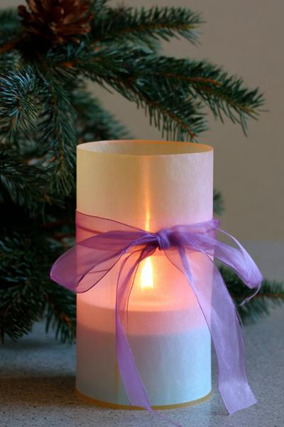34. Advents-Windlicht aus Transparentpapier für Basteln mit Kindern Weihnachten Waldorf mit Seidenband und Ruhefarben