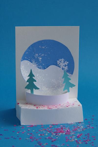 8. Winterbasteln, basteln mit kindern winter grundschule: Schneekugel-Karten mit 3D-Fenster und Konfetti for basteln mit kindern winter einfach u3 ideas
