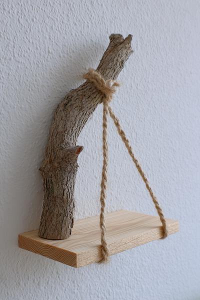 27. Schweberegal aus Astholz für Basteln und Selbermachen Holz mit Juteschnur