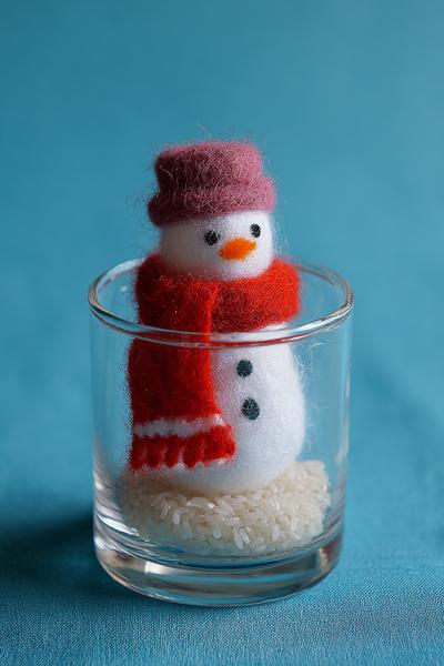 21. Schneemann im Glas mit Reis und Filzschal fürs for basteln weihnachten gläser ideas