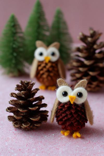 33. Kiefernzapfen-Eulen mit Filzaugen für for basteln weihnachten natur ideas