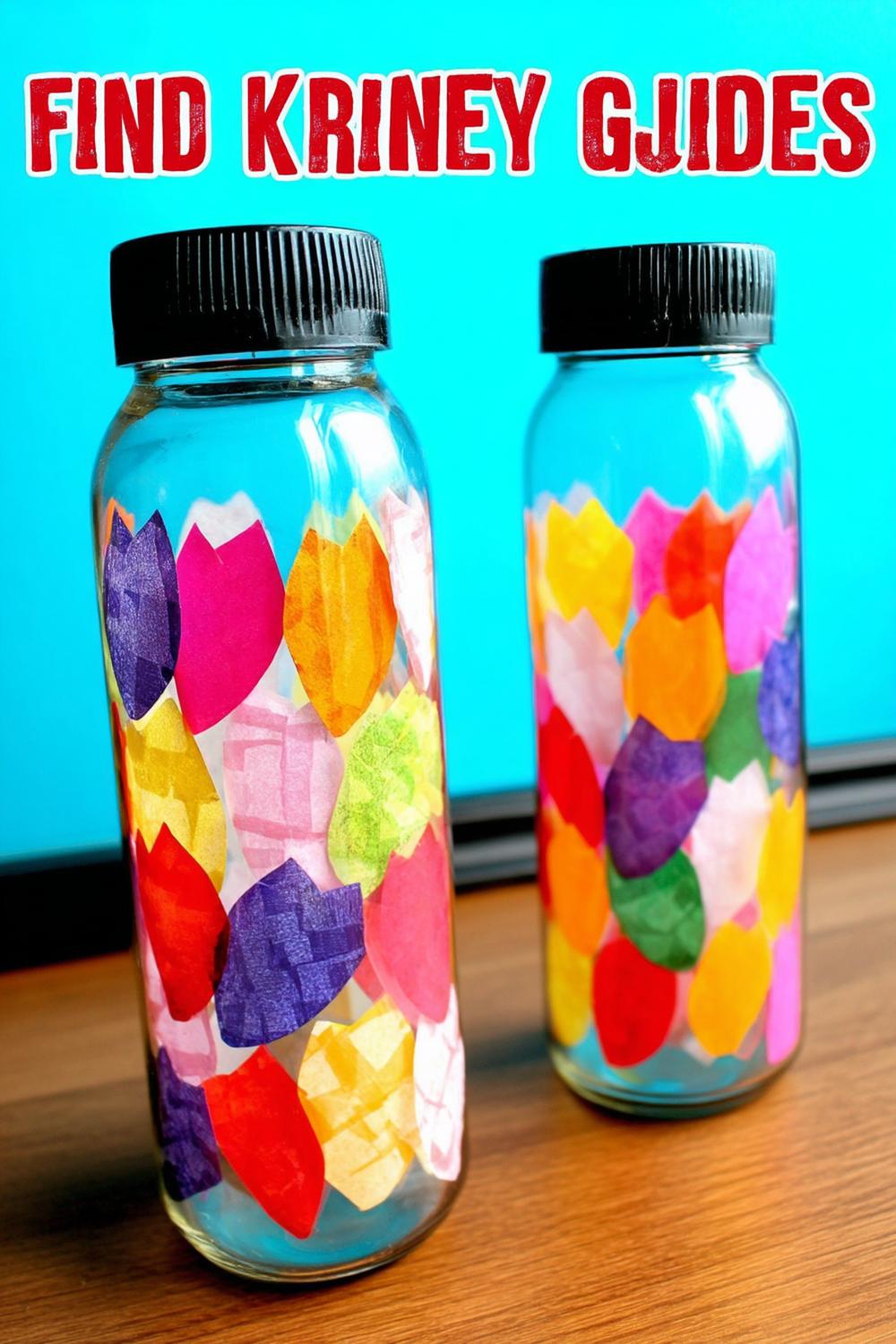 Bunte Papierschnipsel in Gläsern