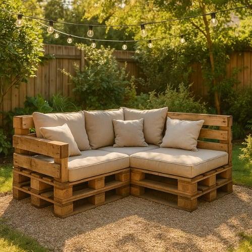 Ecksofa aus Paletten gebaut