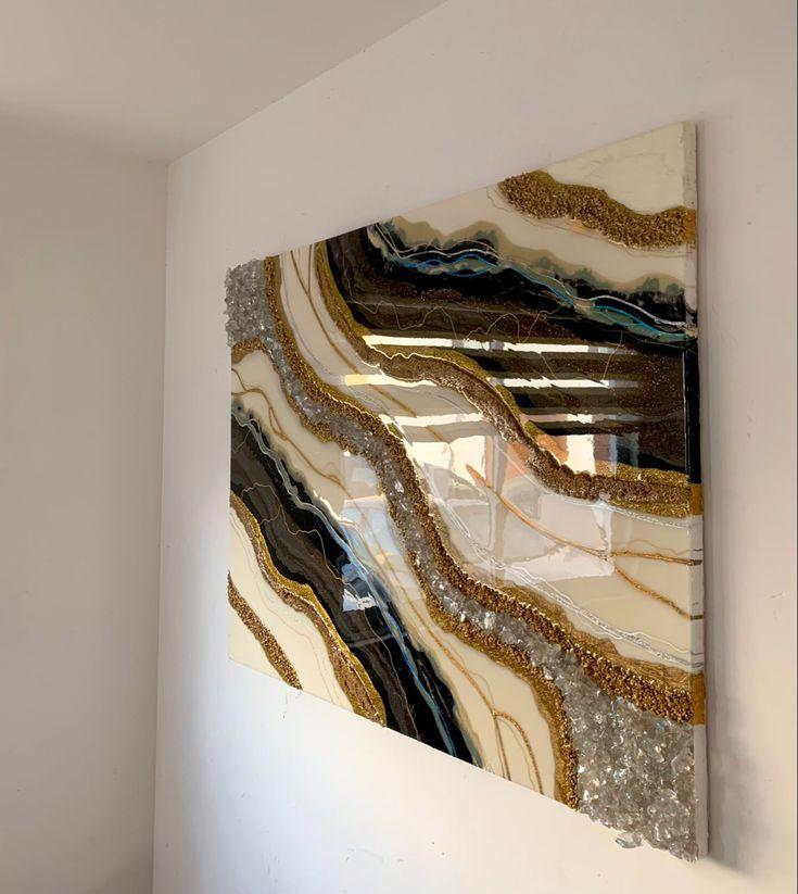 Metallic Harz Wandbild abstrakt