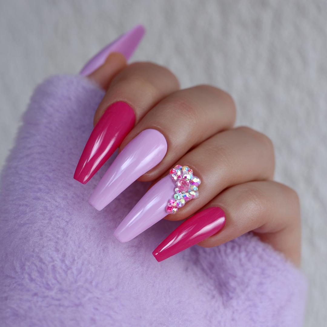 Rosa Ballerina Nägel Mit Strass