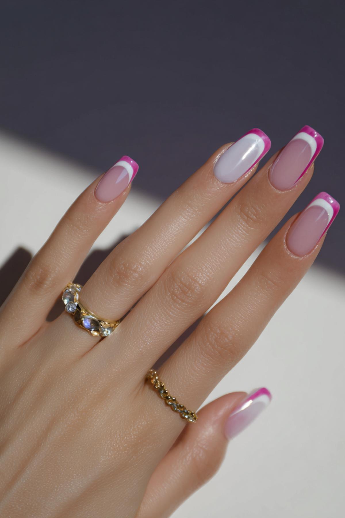 Pink Doppellinie French Spitzen