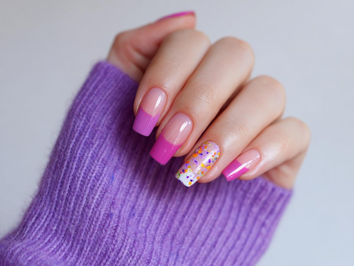 Rosa French Tipps Konfetti