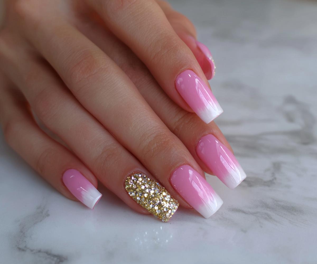 Rosa Weiß Ombre Mit Goldglitzer