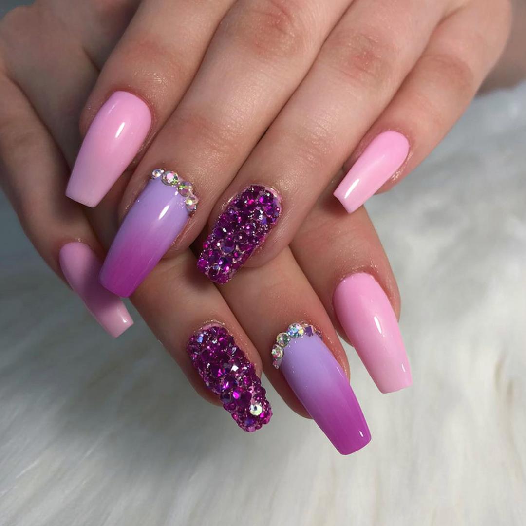 Lila Rosa Ombre Mit Strass