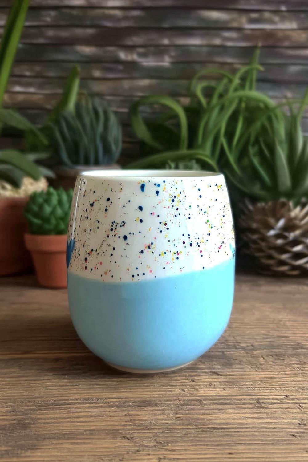 Sprenkeltechnik in Blau