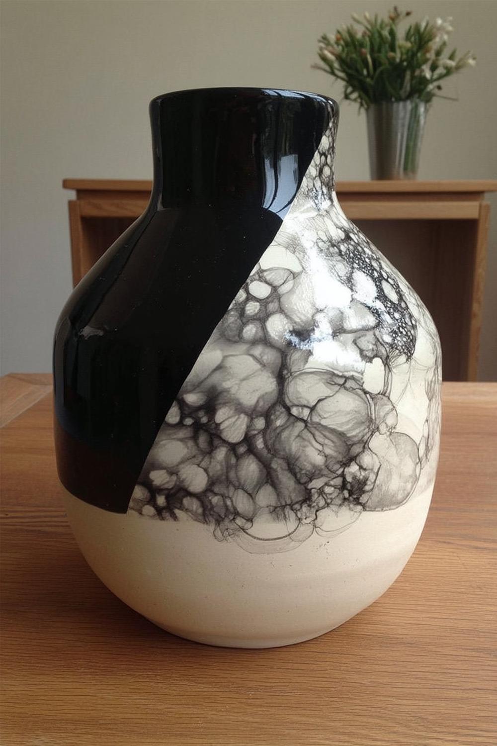 Organische Vase Schwarz