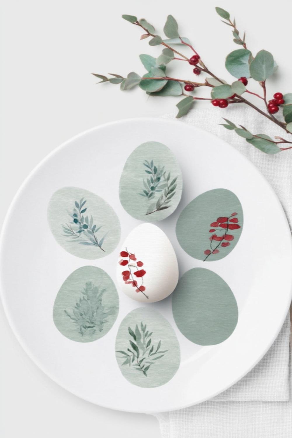 Weihnachtseier Botanisch Bemalt