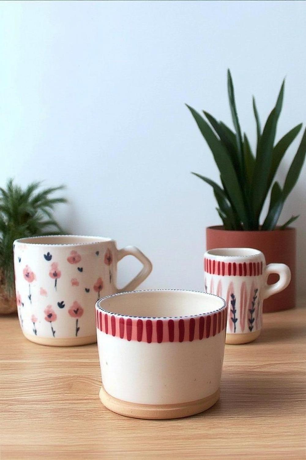 Florale Tassen-Trio