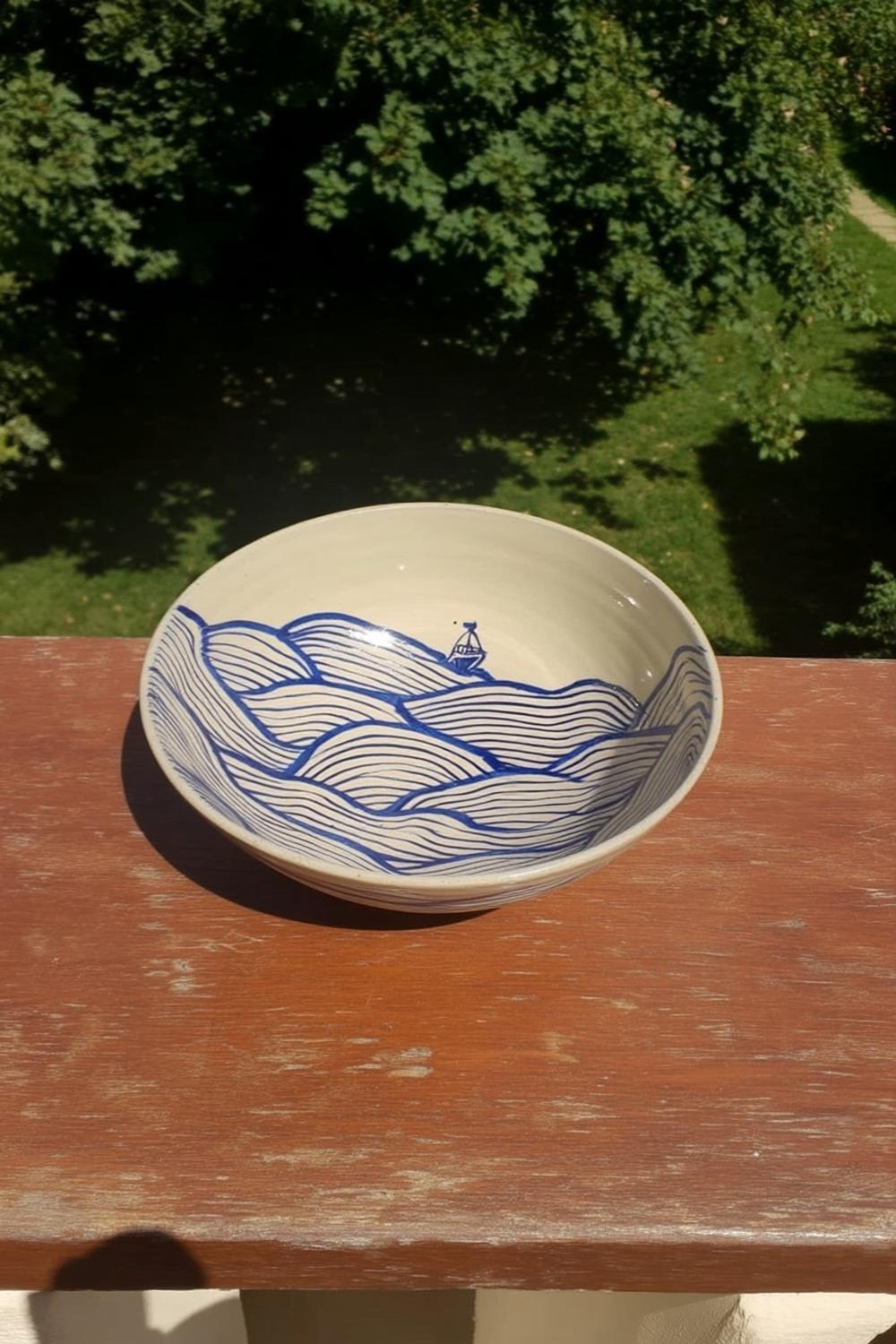 Wellenspiel mit Segelboot