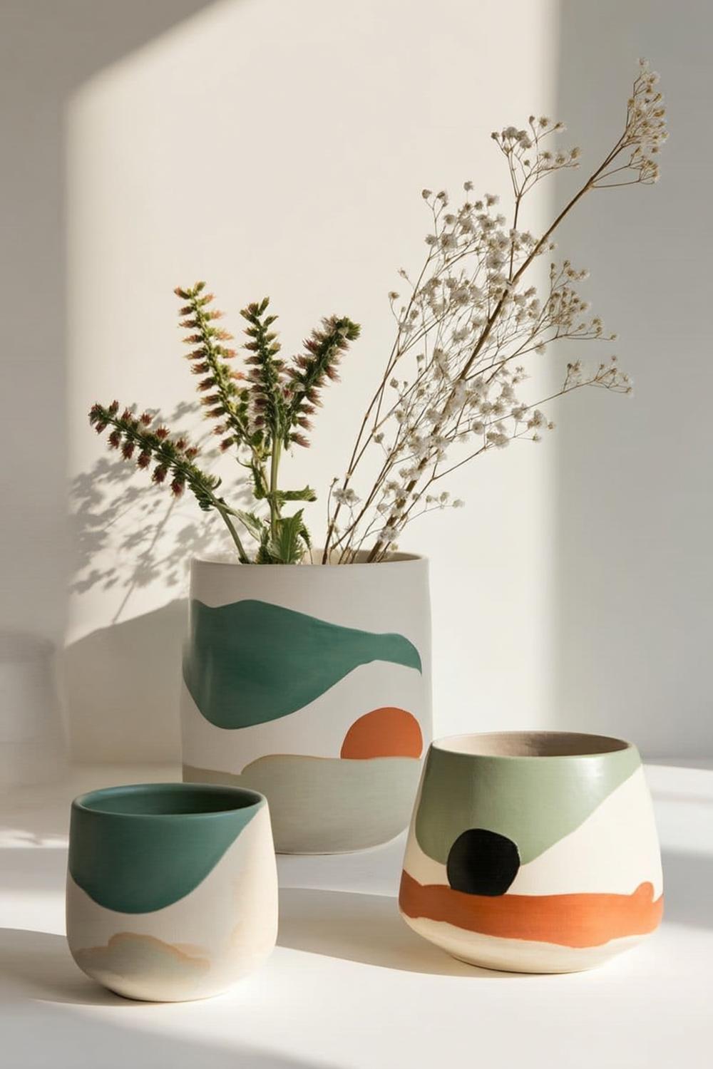 Abstrakte Farbblöcke mit Naturmotiven