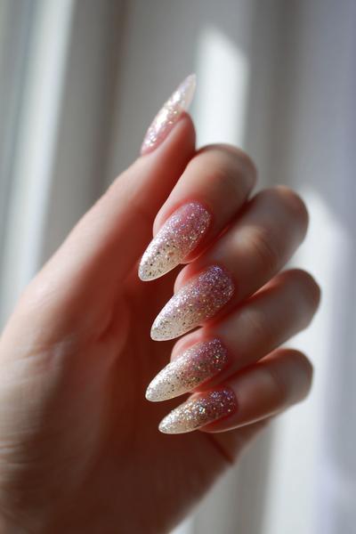 1. Champagner-Glitzerverlauf als nageldesign silvester glitzer für funkelnde Fotos