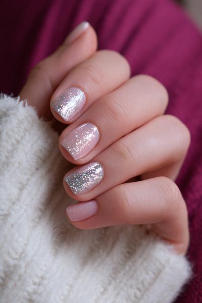 7. Kurze Glasnägel als nageldesign silvester kurz mit Mikro-Folie in Silber