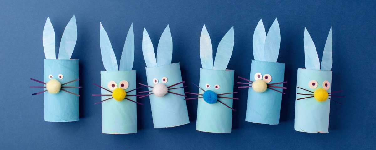 Kindergarten Osterhasen aus Klorollen