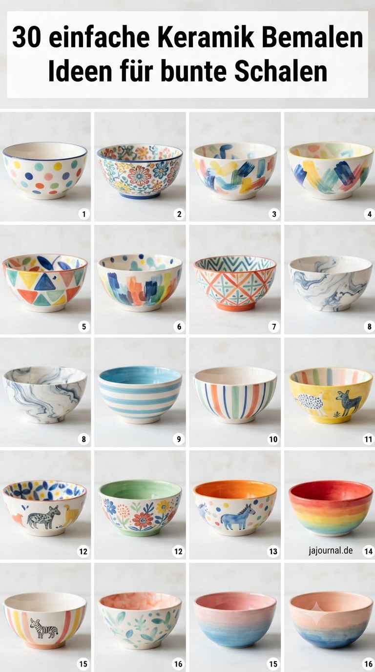 30 einfache Keramik Bemalen Ideen für bunte Schalen