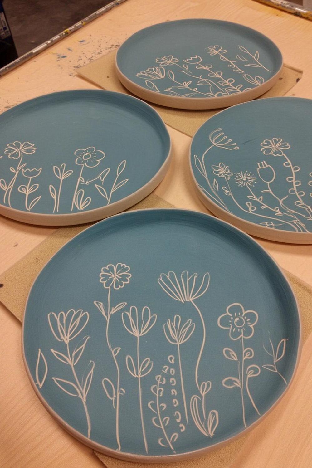 Florale Teller Aquarell