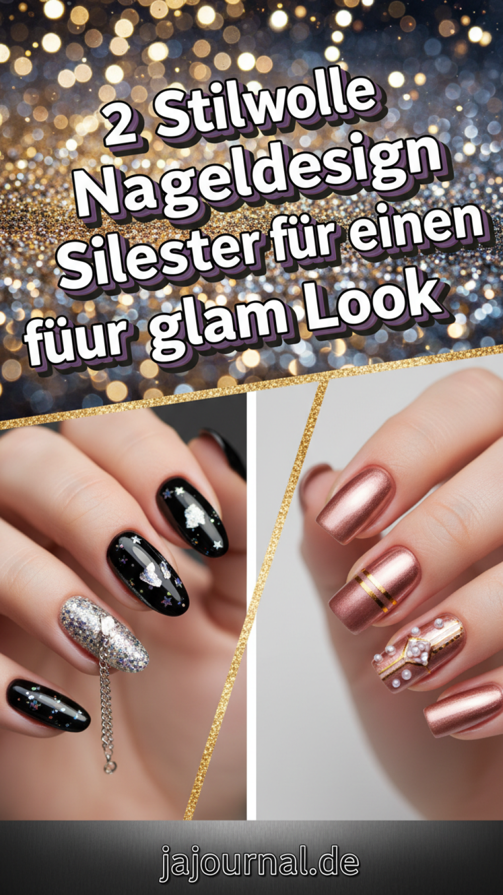 2 Stilvolle Nageldesign Silvester Ideen für einen glam Look