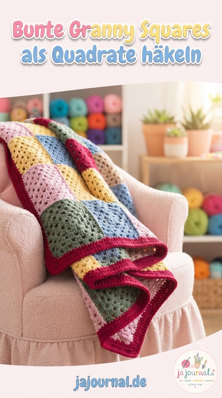 Bunte Granny Squares als Quadrate häkeln