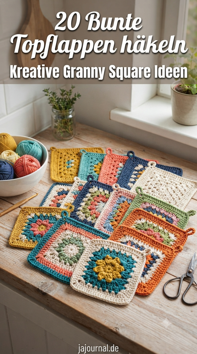 20 Bunte Topflappen häkeln - Kreative Granny Square Ideen