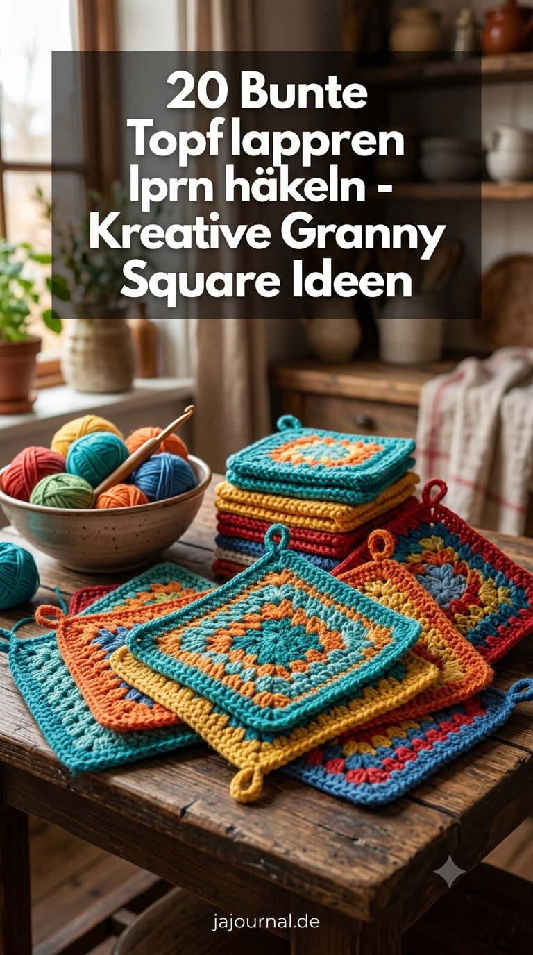 20 Bunte Topflappen häkeln - Kreative Granny Square Ideen