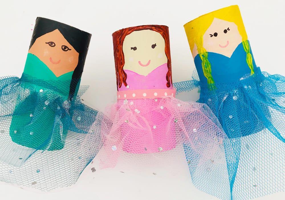 Prinzessinnen Figuren aus Klopapierrollen