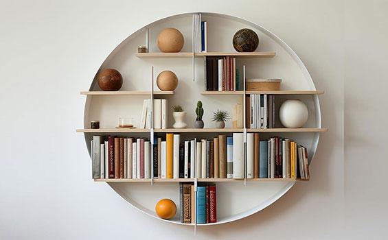Rundes modernes Bücherregal aus Holz