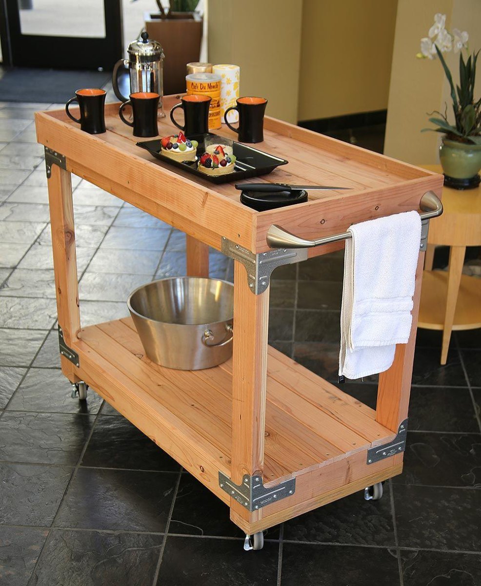 Holz Servierwagen mit Rollen