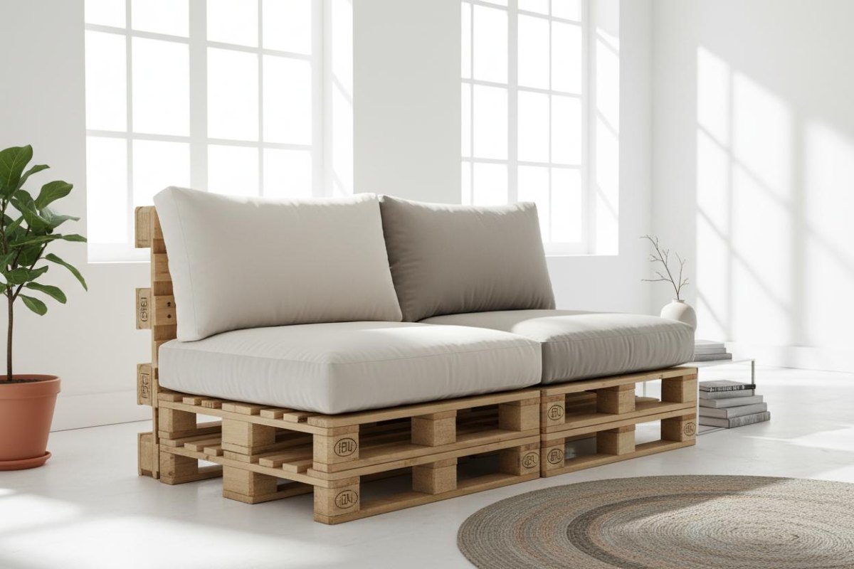 Skandinavisches Palettensofa helles Holz