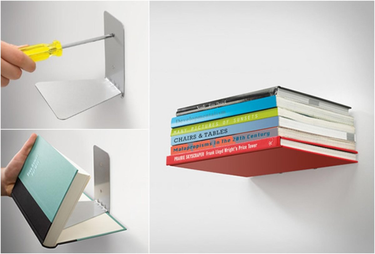 Schwebendes Wandregal mit Büchern