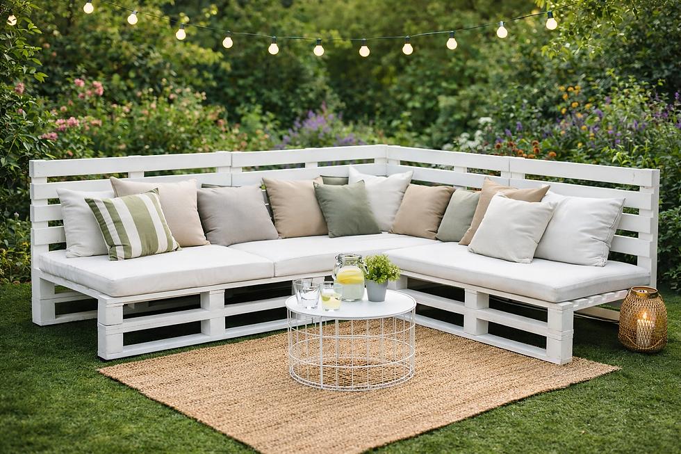 Weißes Palettensofa Sommerlook
